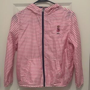 Ralph Lauren Polo Bear Rain Jacket Pink Stripes Big kids 8-10 Medium